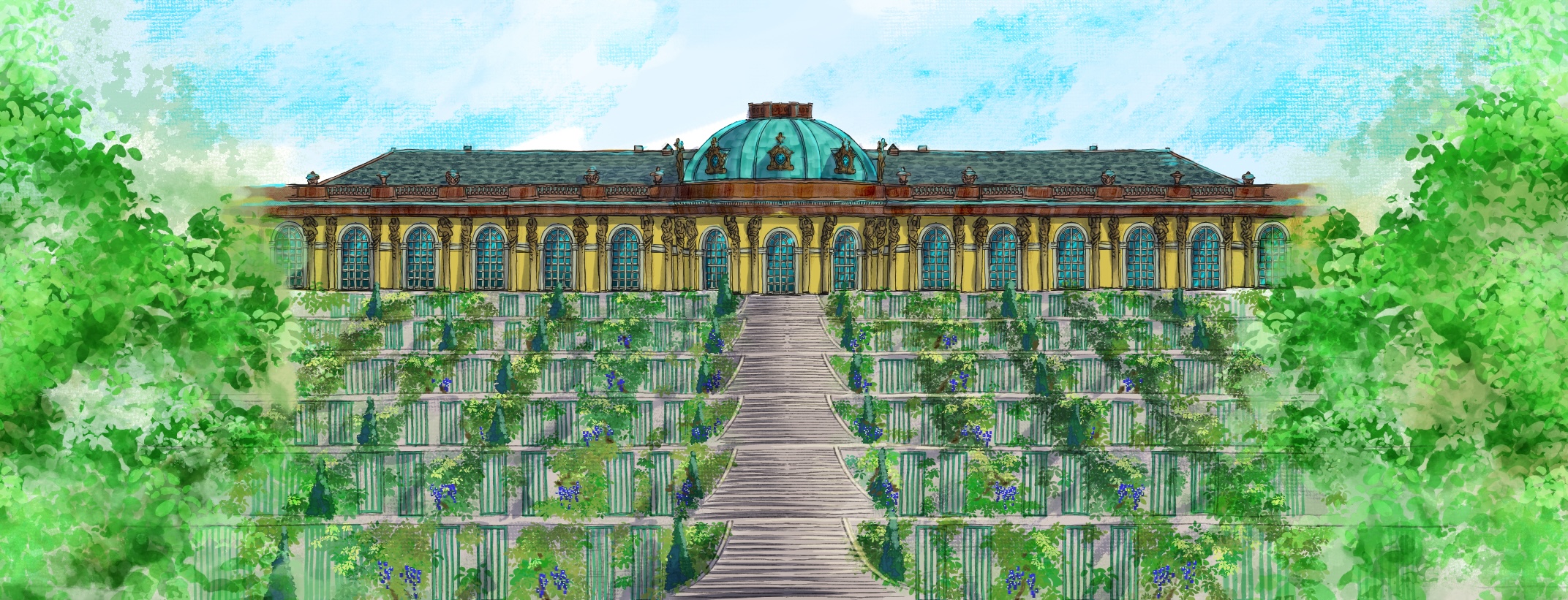 サンスーシ宮殿 外観イラスト
